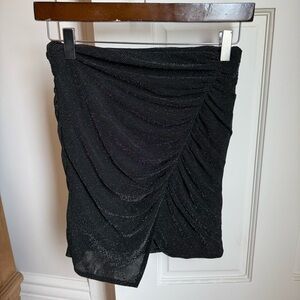 IRO PARIS Black Mini Skirt Draped Ruffle Embellishment